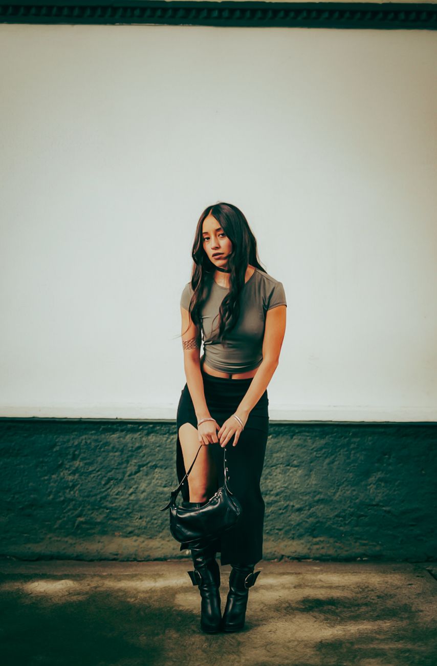 Azure Cotton Pencil Skirt
