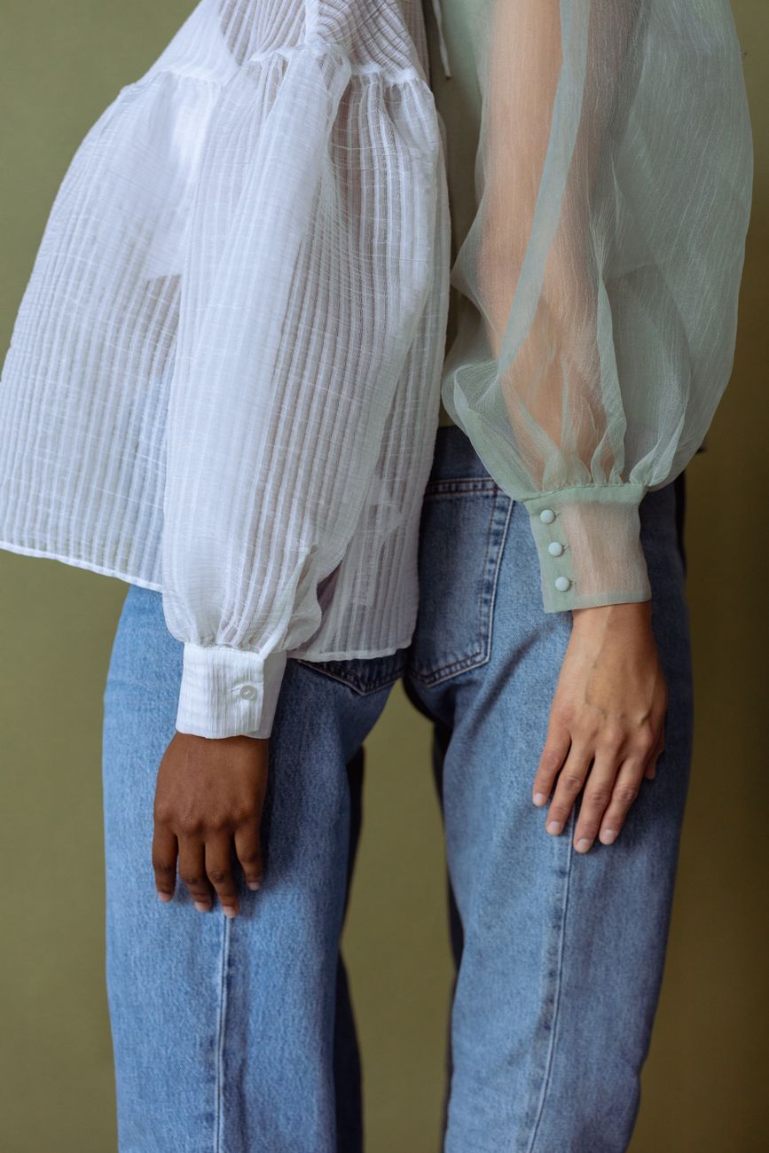 Azure Viscose V-Neck Blouse