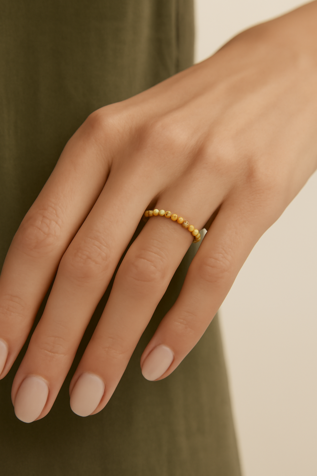 Riviera Beaded Brass Ring