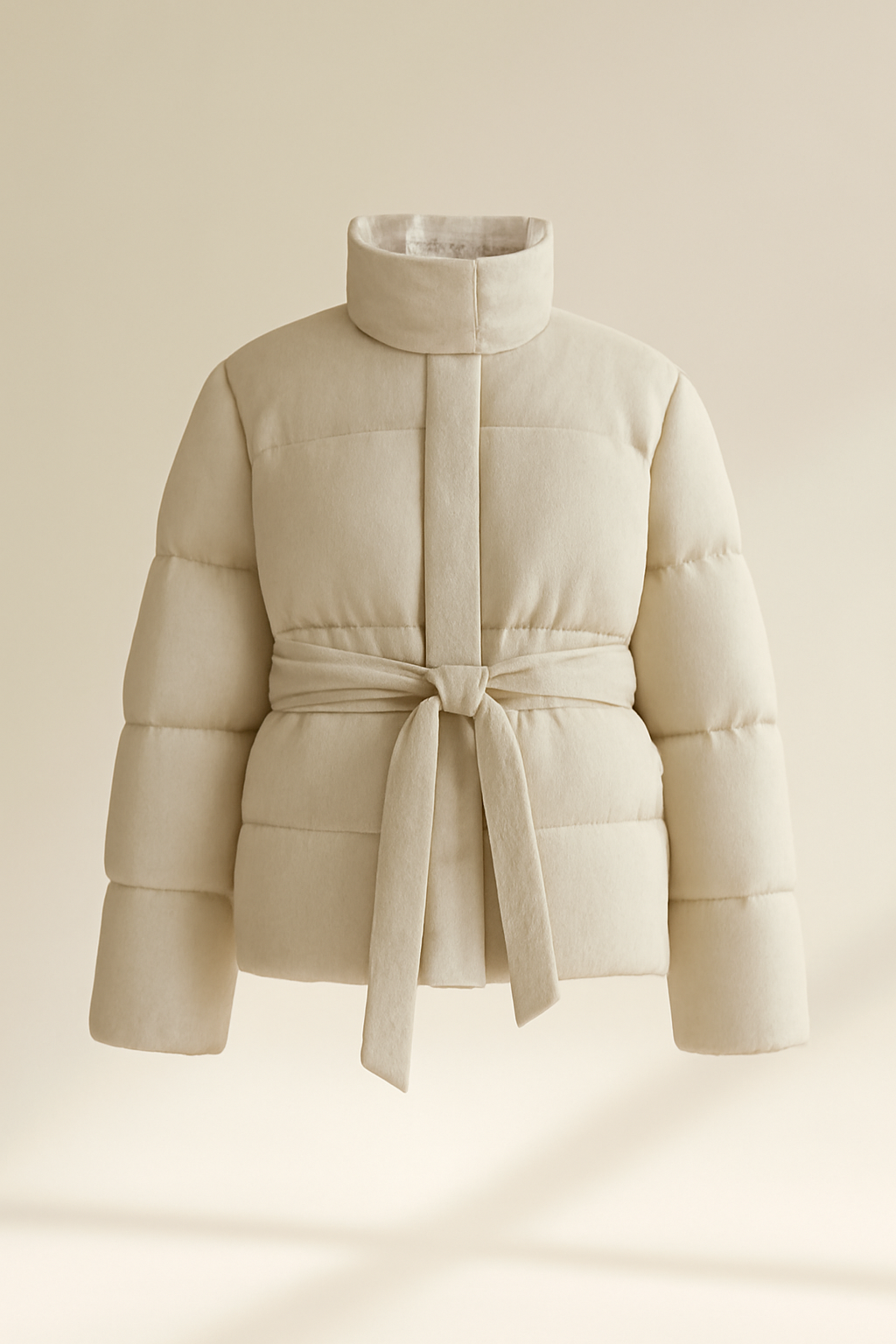 Riviera Belted Linen Puffer Jacket