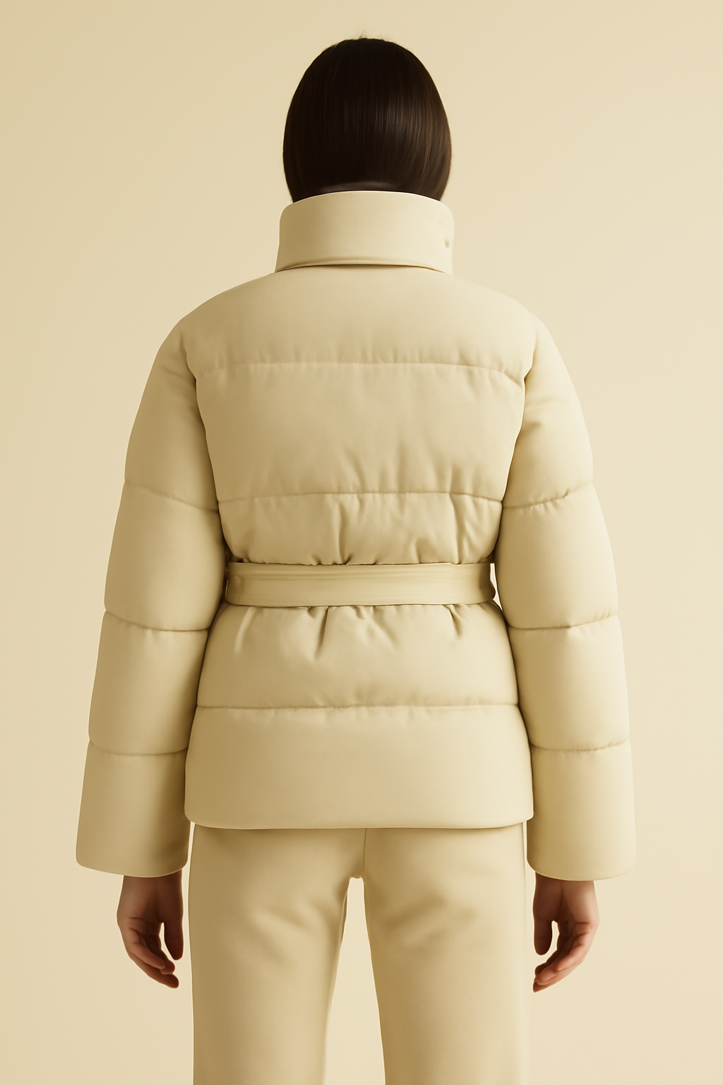 Riviera Belted Linen Puffer Jacket