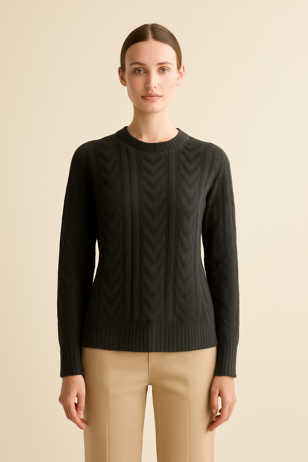 Riviera Cable-Knit Wool Ribbed Sweater