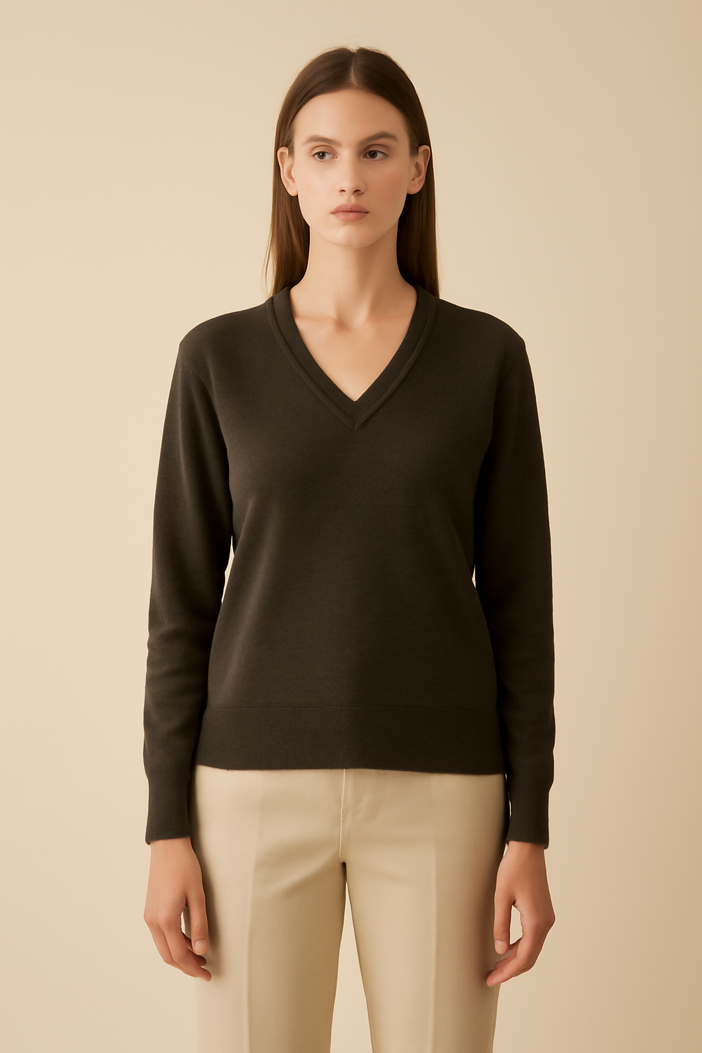 Riviera Cable-Knit Wool V-Neck Sweater