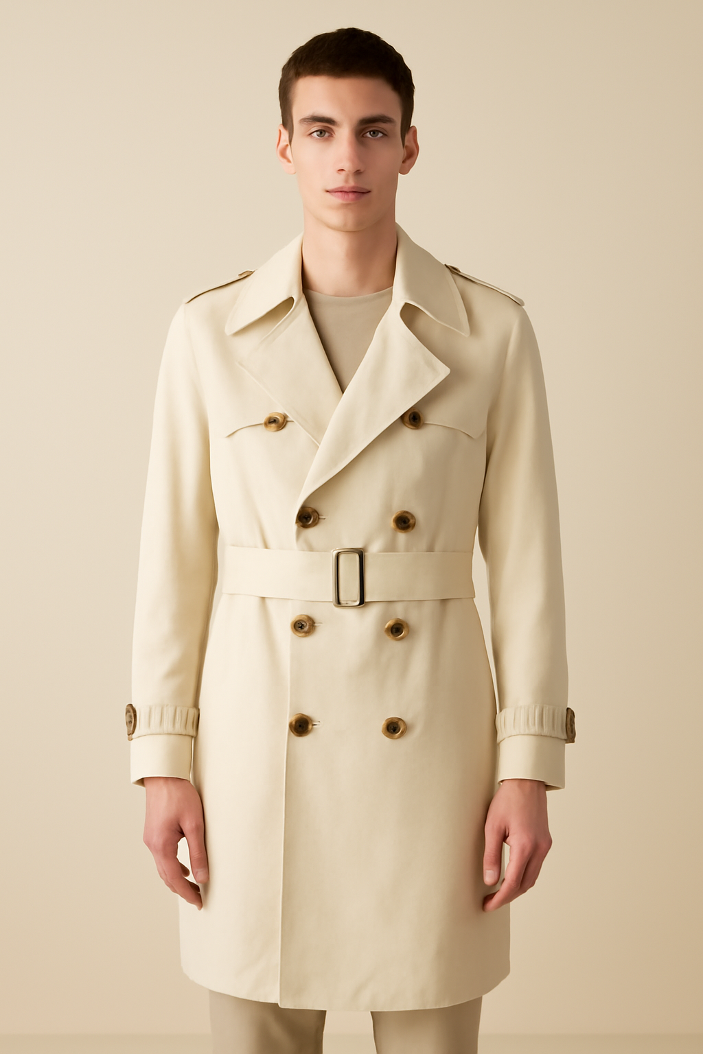 Riviera Double-Breasted Linen Trench Coat