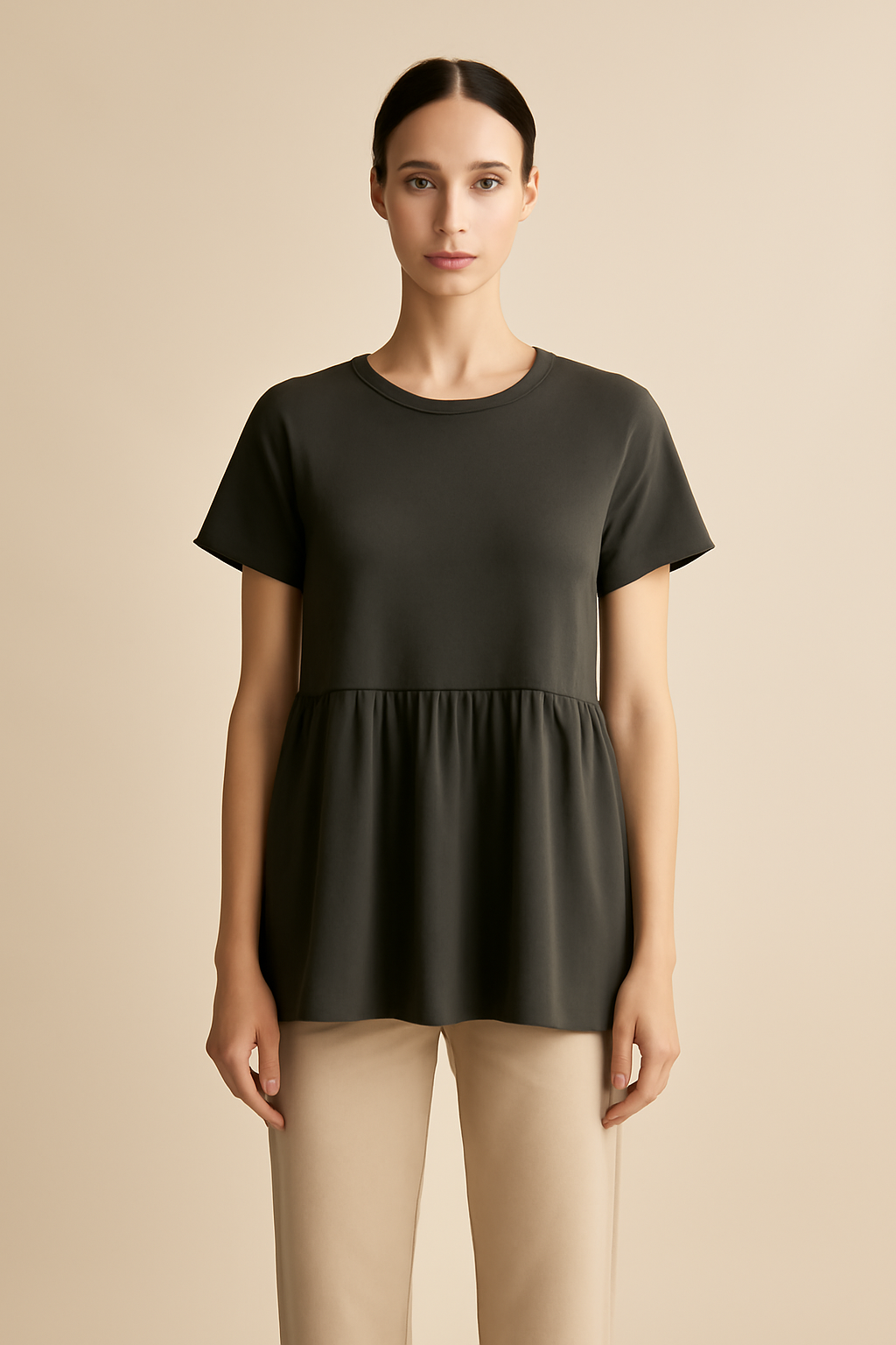 Riviera Puff-Sleeve Organic Flounce Blouse