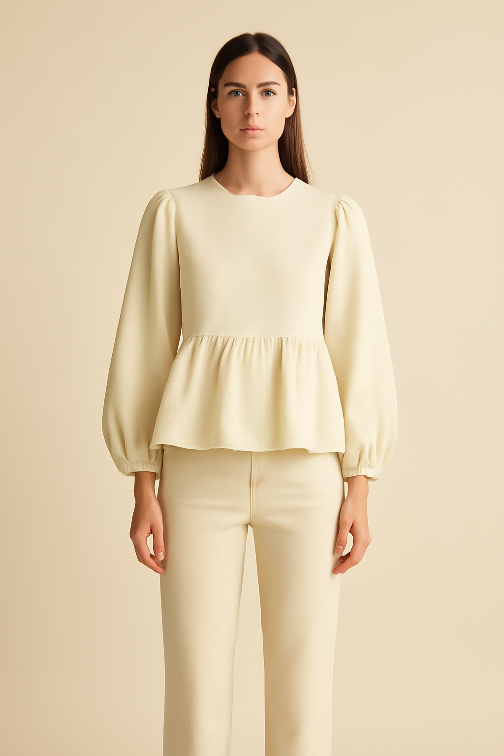 Riviera Puff-Sleeve Organic Flounce Blouse