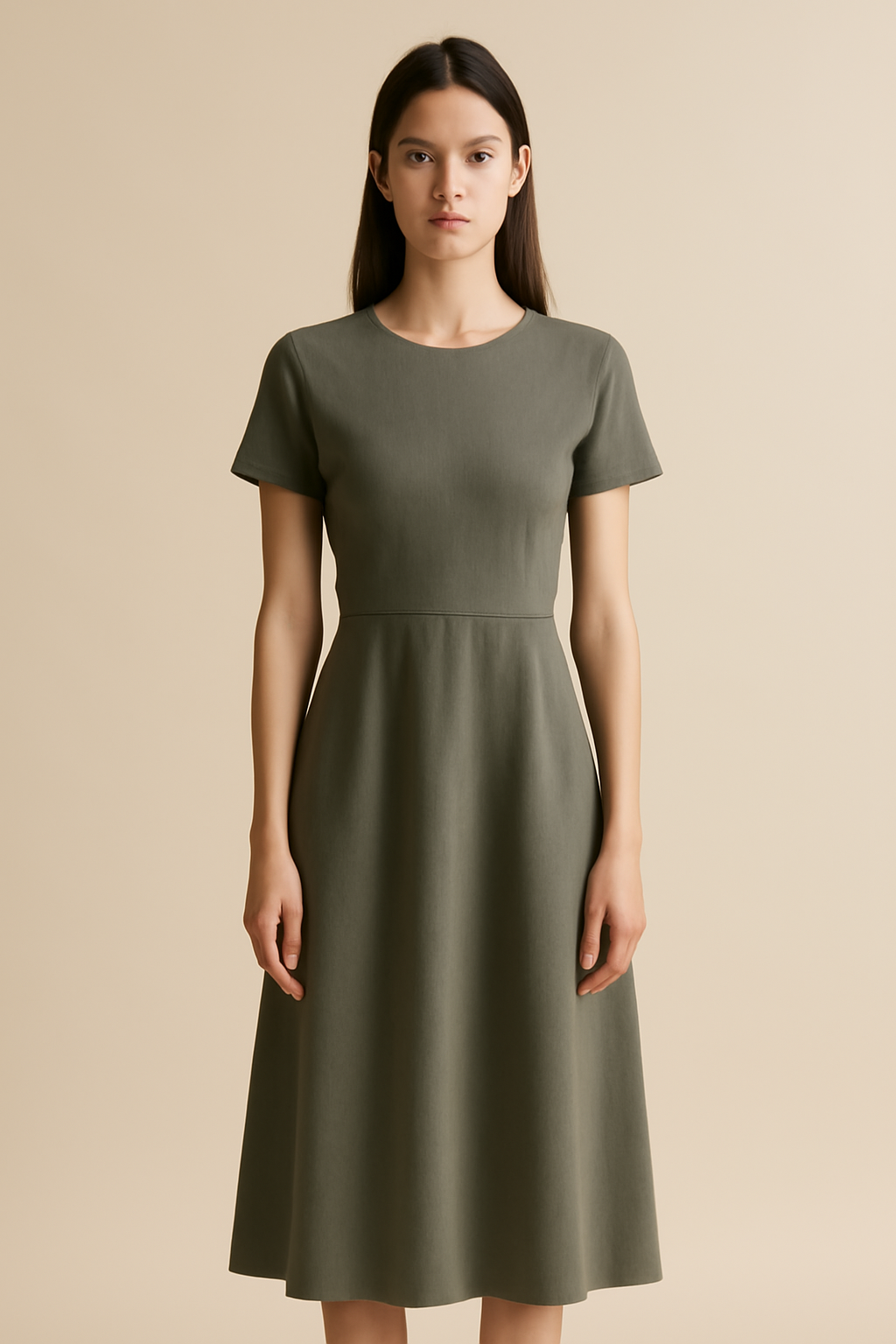 Riviera Round-Neck Linen Midi Dress