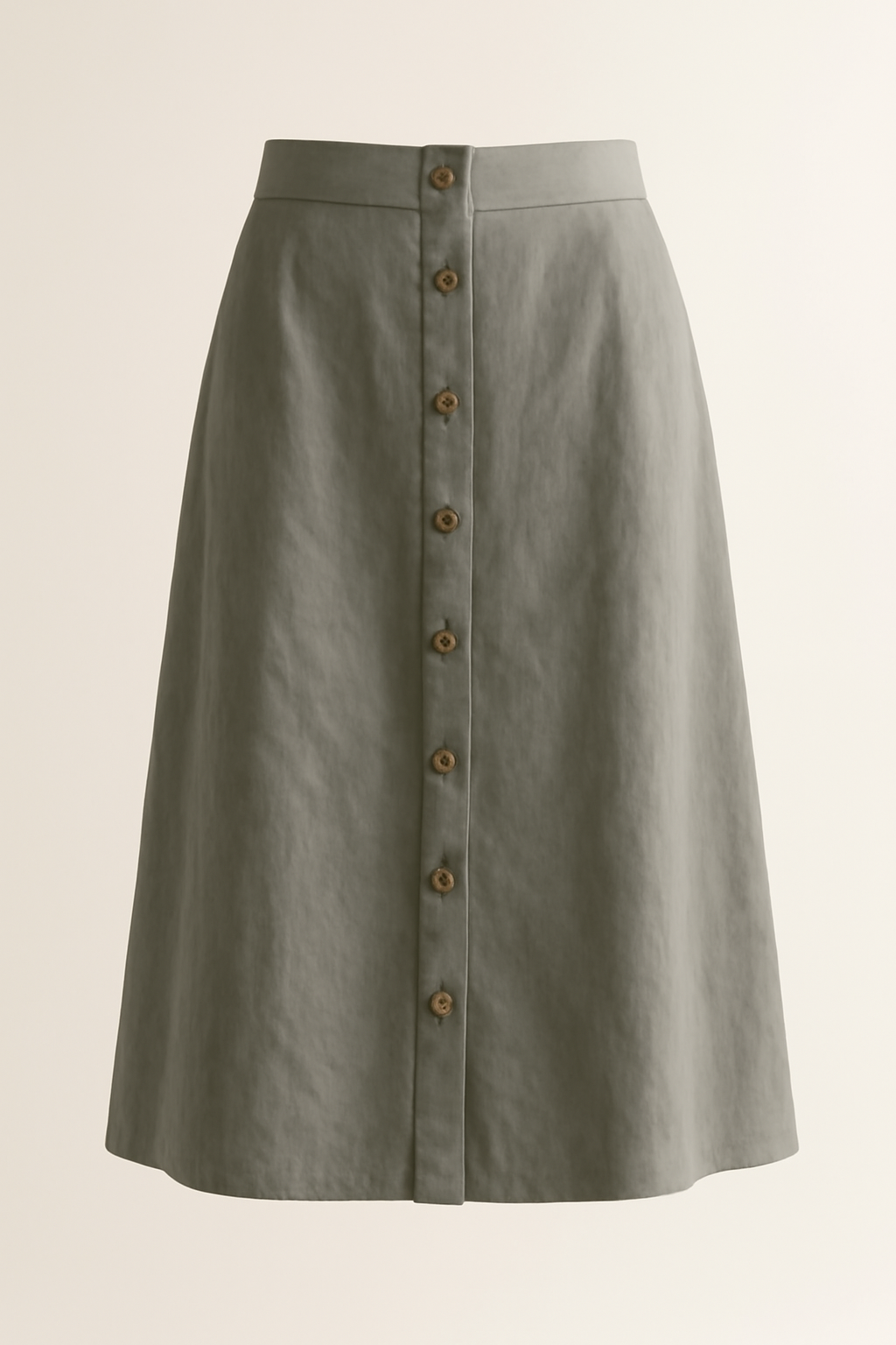 Sagres Button-Front Cotton Midi Skirt