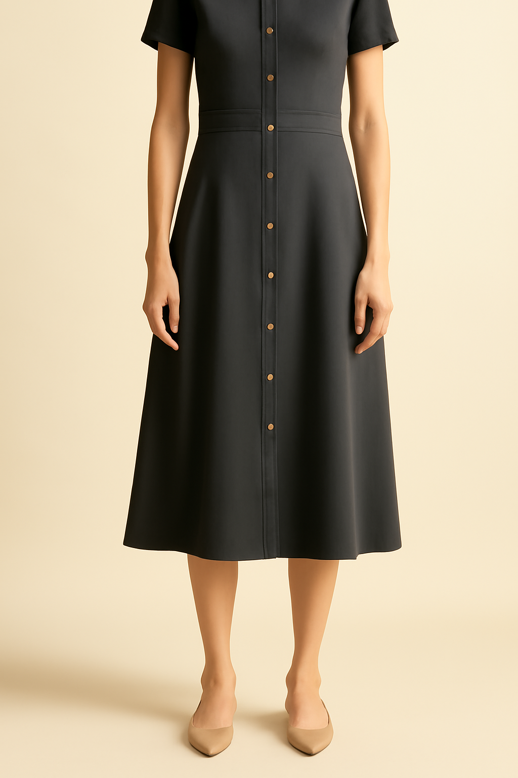 Sagres Button-Front Cotton Midi Skirt