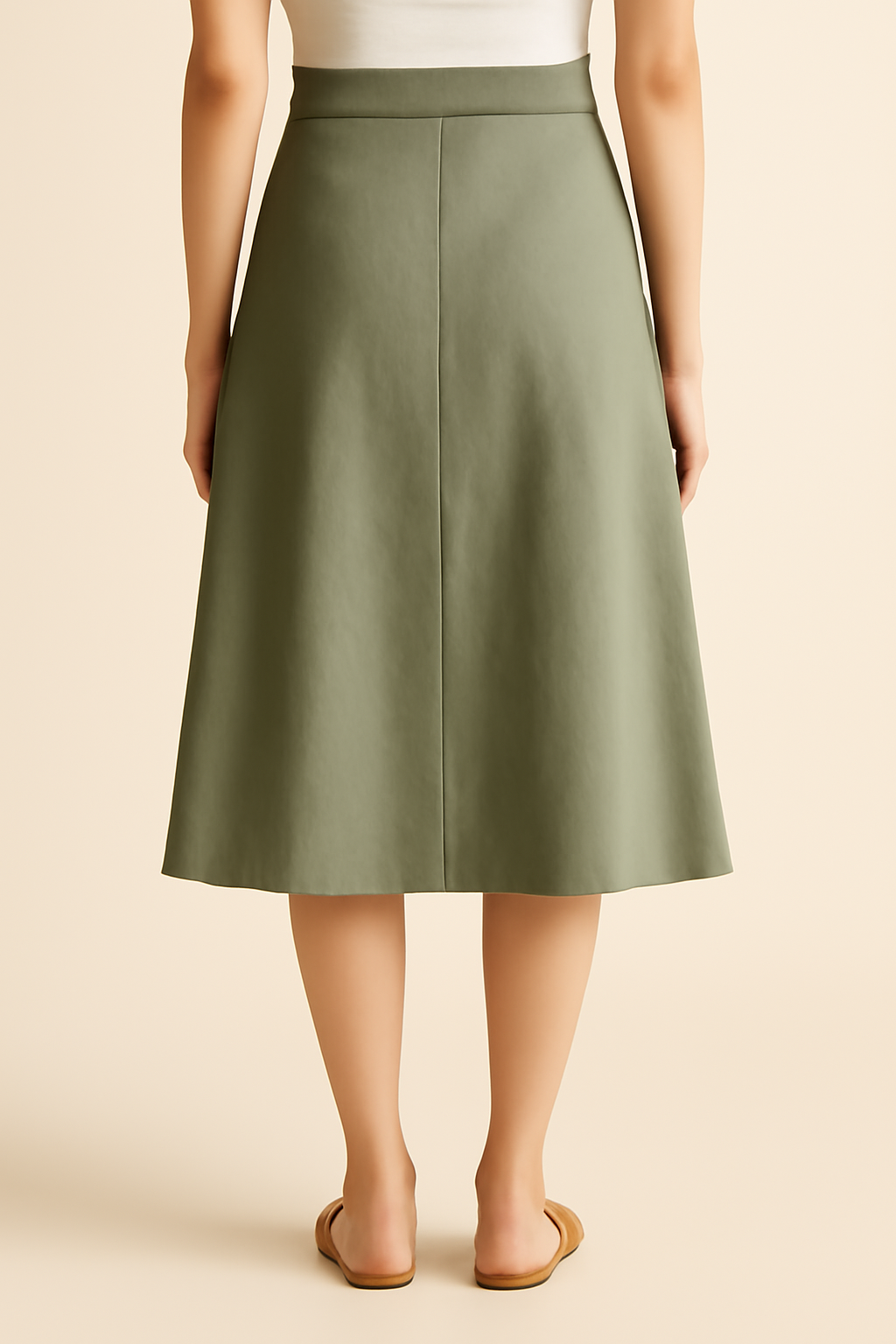 Sagres Button-Front Cotton Midi Skirt