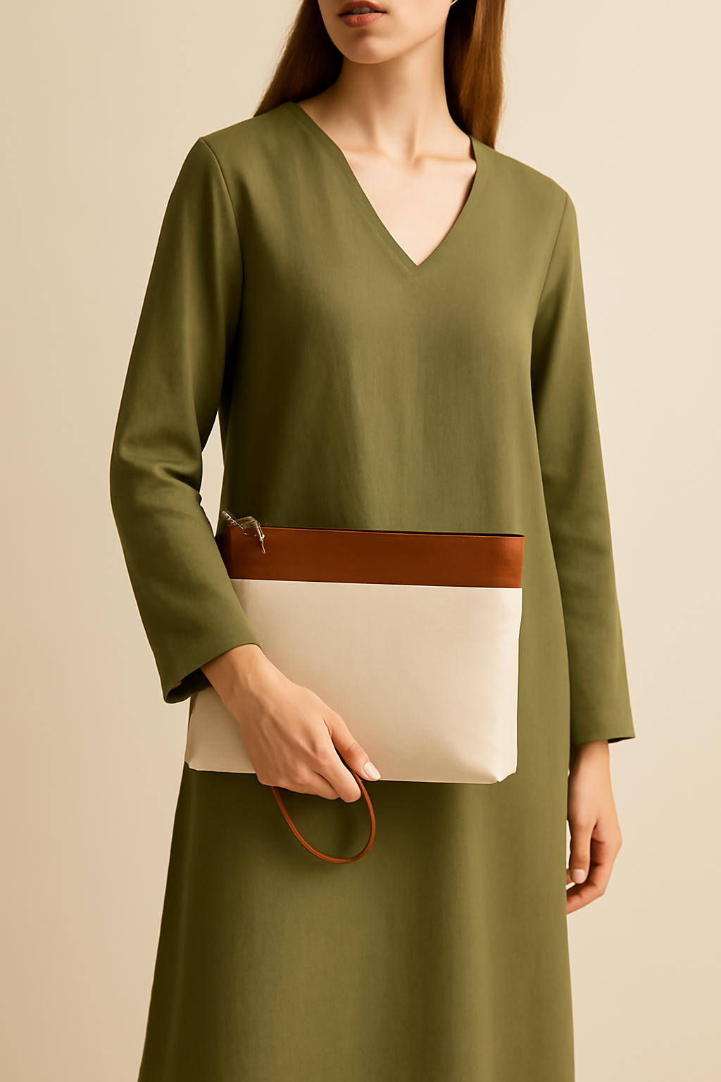 Sagres Slouchy Canvas Leather Clutch