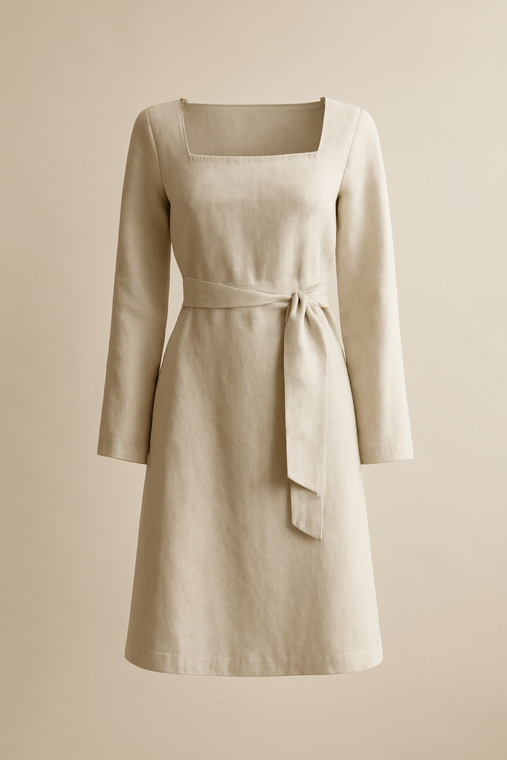 Sintra Square-Neck Linen Wrap Dress