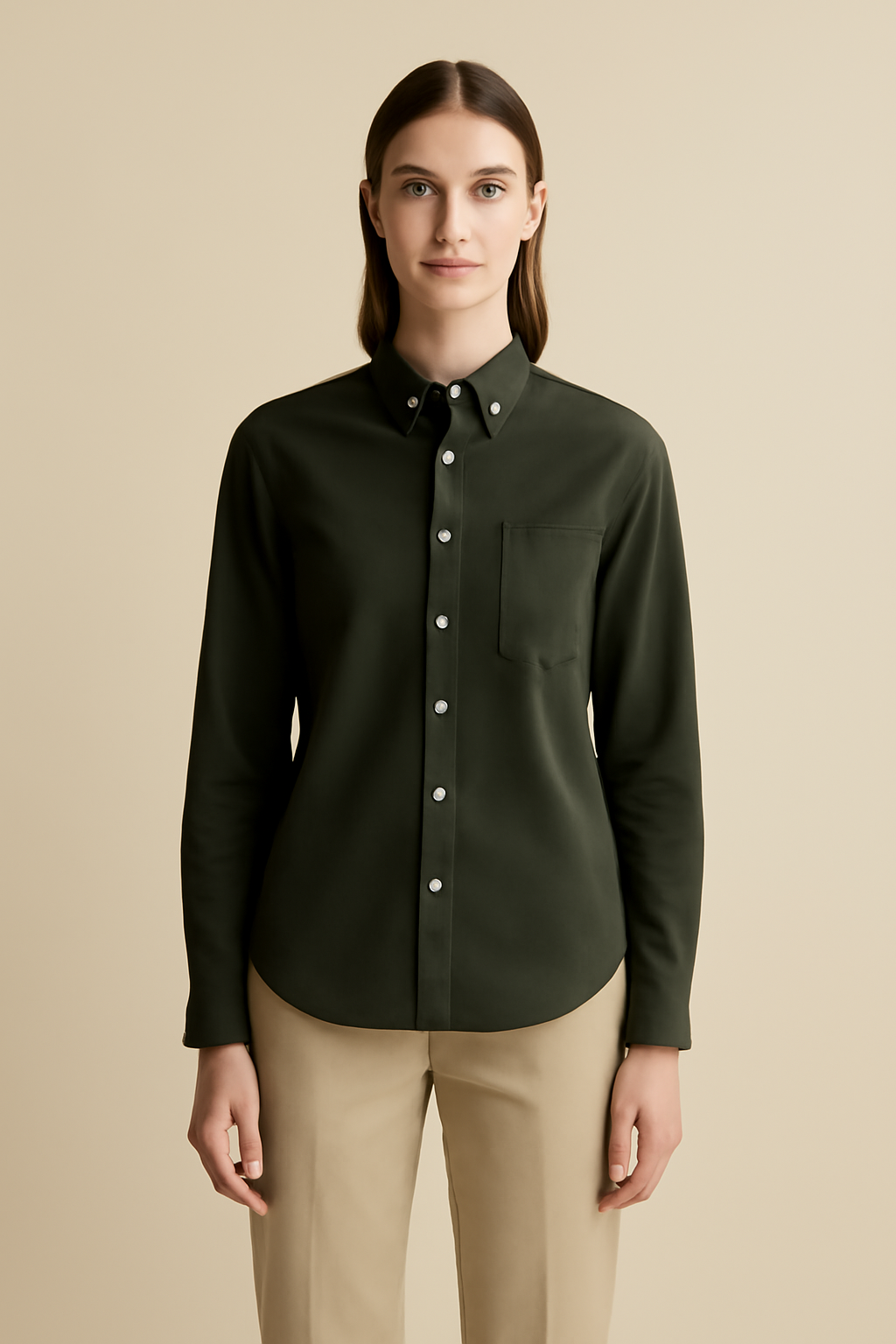 Solstice Band-Collar Cotton Classic Shirt