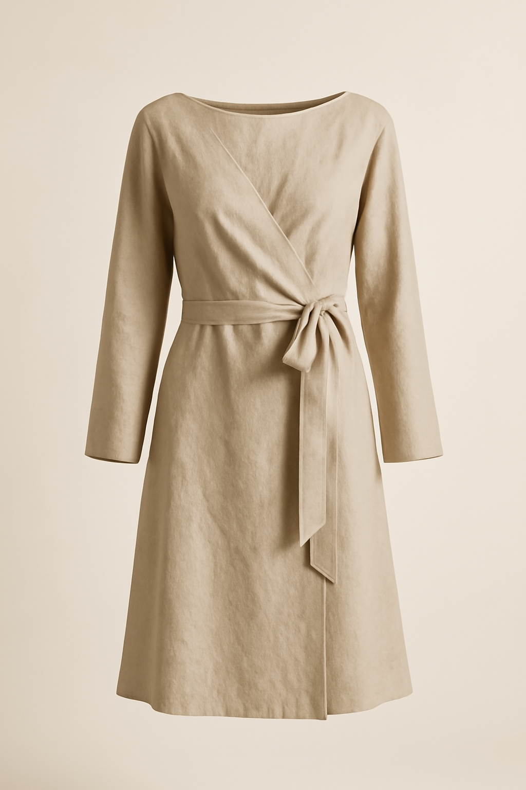 Solstice Boat-Neck Linen Wrap Dress