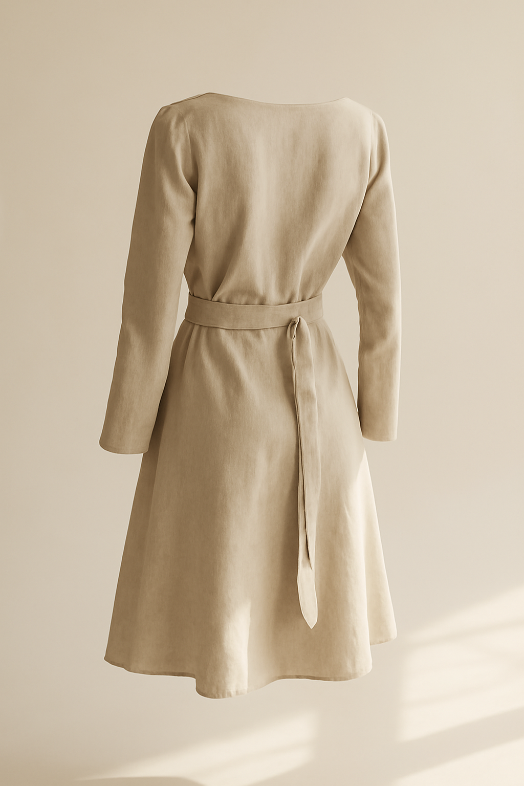 Solstice Boat-Neck Linen Wrap Dress