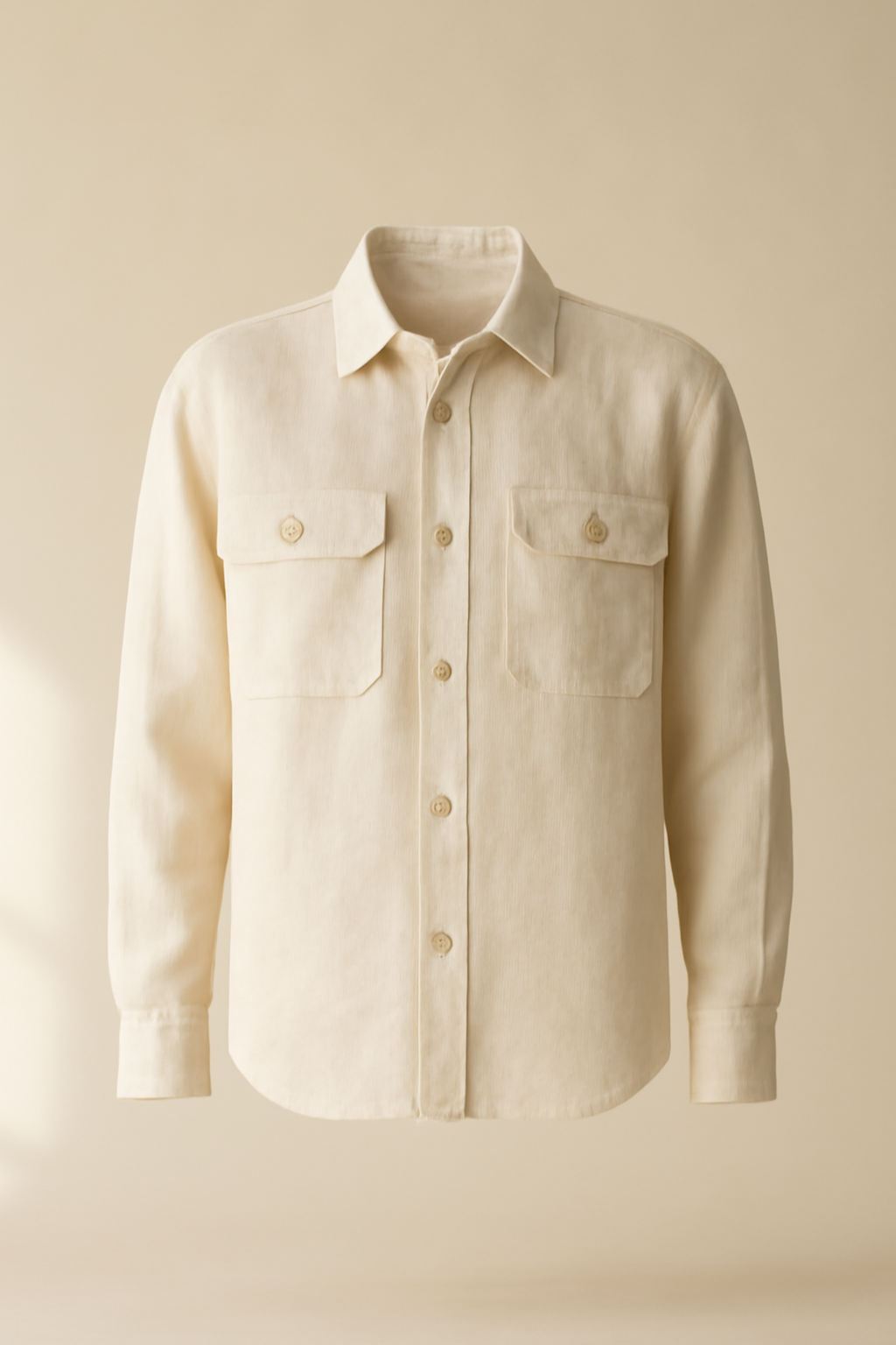 Solstice Camp-Collar Linen Utility Shirt