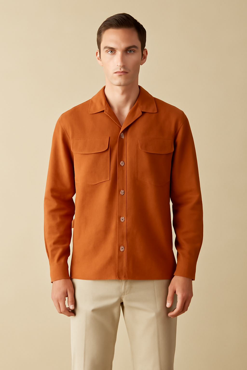 Solstice Camp-Collar Linen Utility Shirt