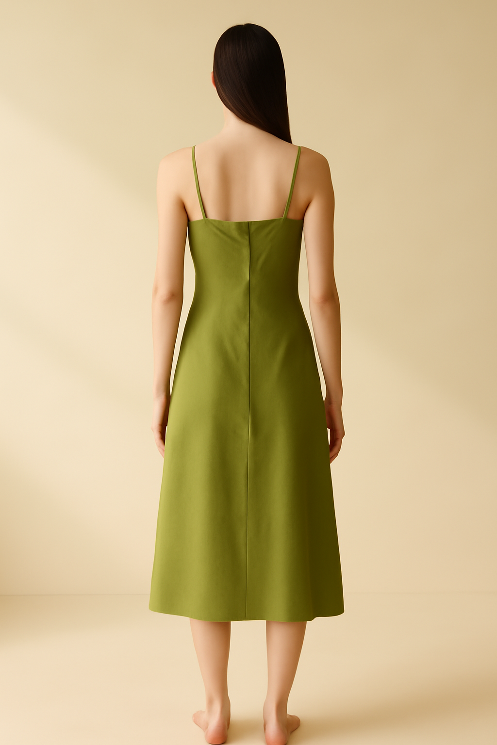 Solstice Square-Neck Linen Slip Dress