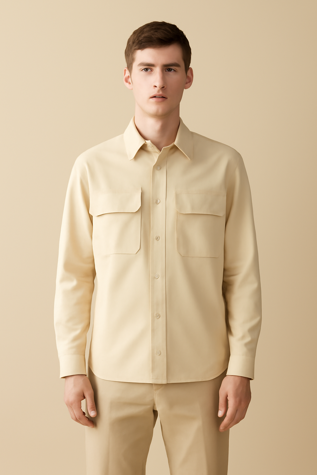 Terra Band-Collar Cotton Utility Shirt