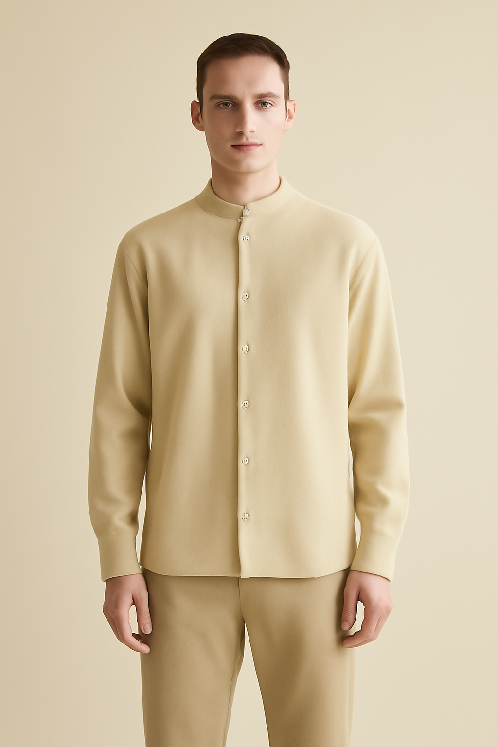 Terra Band-Collar Linen Oversize Shirt