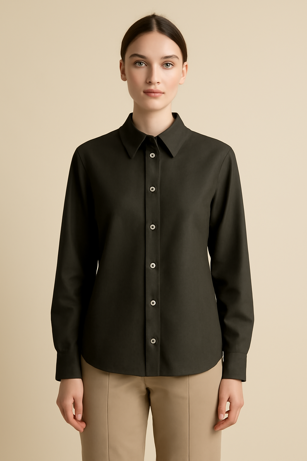Terra Cropped Linen Classic Blouse