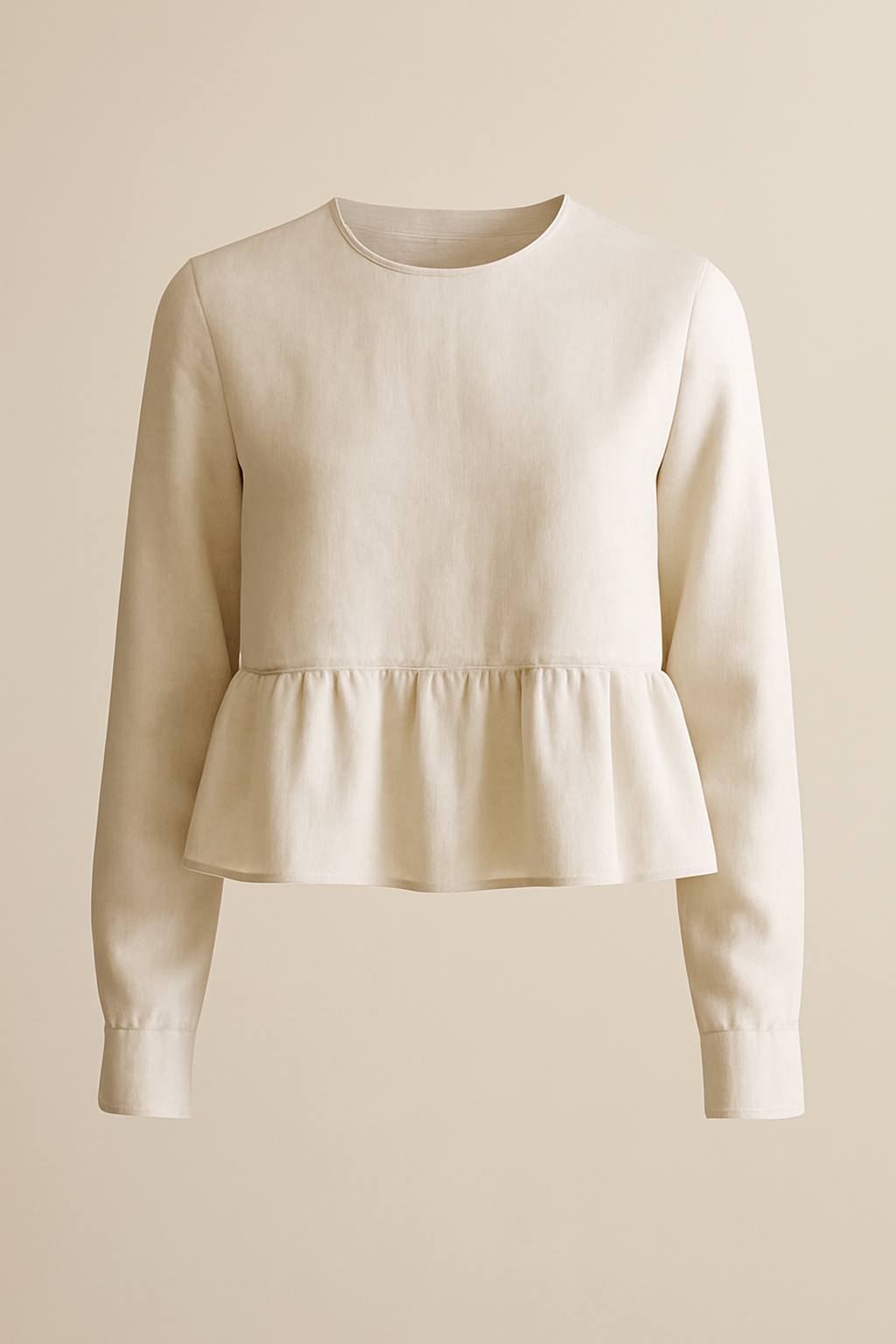 Terra Long-Sleeve Linen Flounce Blouse