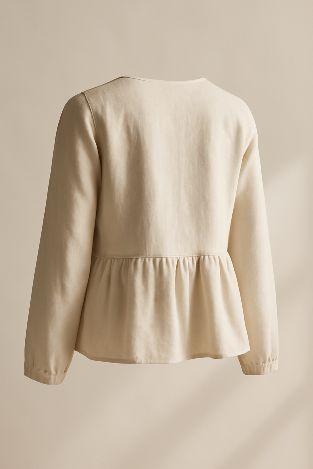 Terra Long-Sleeve Linen Flounce Blouse