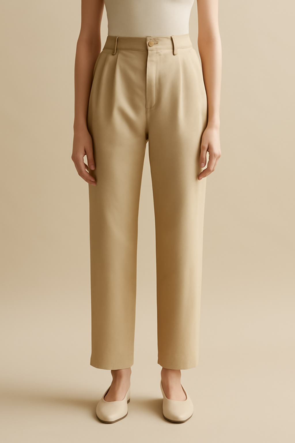 Terra Mid-Rise Linen Pleated Trousers