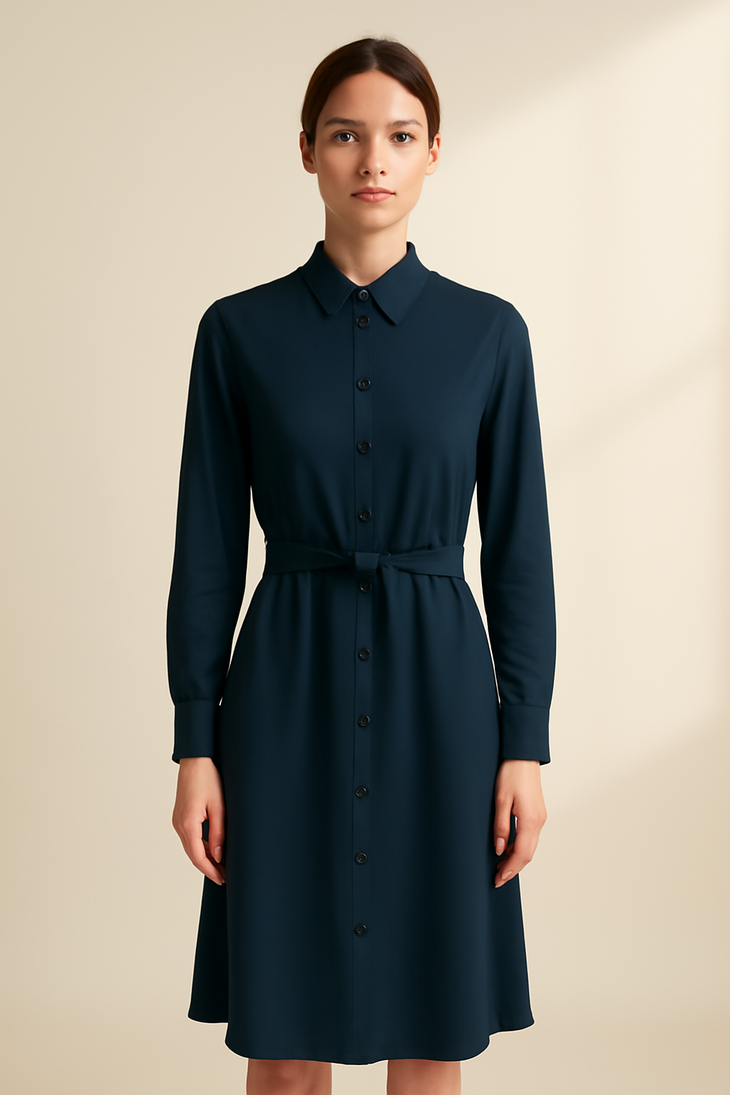 Terra Square-Neck Tencel Shirt Dress
