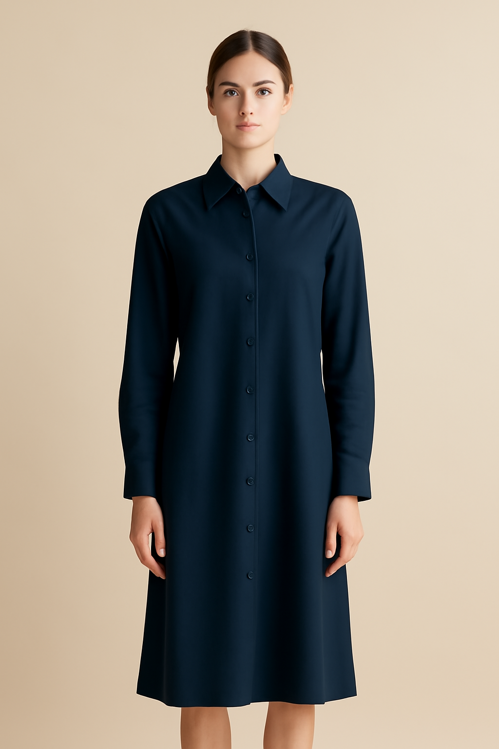 Terra Square-Neck Tencel Shirt Dress