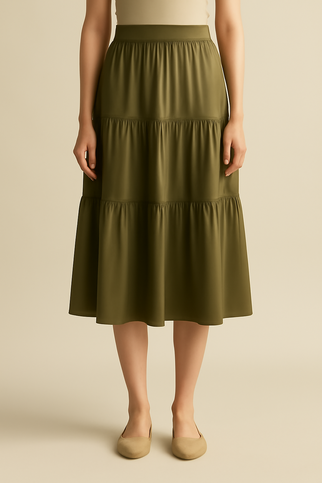 Terra Tiered Viscose Midi Skirt